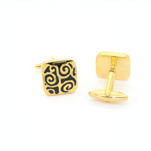 Load image into Gallery viewer, Goldtone Black Design Cuff Links With Jewelry Box - Ferrecci USA