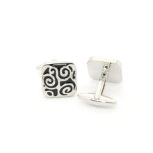 Load image into Gallery viewer, Silvertone Black Design Cuff Links With Jewelry Box - Ferrecci USA