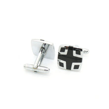 Load image into Gallery viewer, Silvertone Black Cuff Links With Jewelry Box - Ferrecci USA