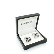Load image into Gallery viewer, Silvertone Stripe Cuff Links With Jewelry Box - Ferrecci USA