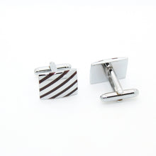 Load image into Gallery viewer, Silvertone Stripe Cuff Links With Jewelry Box - Ferrecci USA