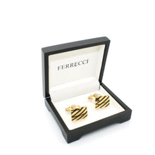 Load image into Gallery viewer, Goldtone Stripe Cuff Links With Jewelry Box - Ferrecci USA