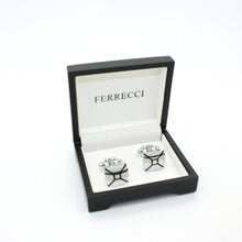 Load image into Gallery viewer, Silvertone Enamel Cuff Links With Jewelry Box - Ferrecci USA