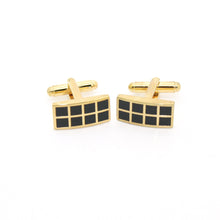 Load image into Gallery viewer, Goldtone Black Checker Rectangle Cuff Links With Jewelry Box - Ferrecci USA