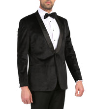 Load image into Gallery viewer, Enzo Black Slim Fit Velvet Shawl Collar Tuxedo Blazer - Ferrecci USA