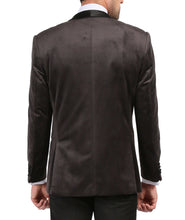 Load image into Gallery viewer, Enzo Grey Slim Fit Velvet Shawl Collar Tuxedo Blazer - Ferrecci USA