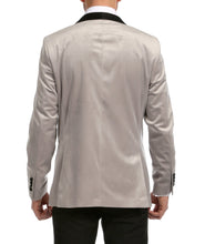 Load image into Gallery viewer, Enzo Light Grey Velvet Slim Fit Shawl Lapel Tuxedo Men's Blazer - Ferrecci USA