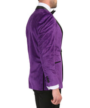 Load image into Gallery viewer, Enzo Purple Slim Fit Velvet Shawl Tuxedo Blazer - Ferrecci USA