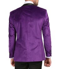 Load image into Gallery viewer, Enzo Purple Slim Fit Velvet Shawl Tuxedo Blazer - Ferrecci USA
