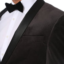 Load image into Gallery viewer, Enzo Grey Slim Fit Velvet Shawl Collar Tuxedo Blazer - Ferrecci USA
