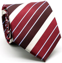 Load image into Gallery viewer, Mens Dads Classic Red Striped Pattern Business Casual Necktie & Hanky Set EO-7 - Ferrecci USA