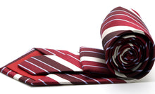 Load image into Gallery viewer, Mens Dads Classic Red Striped Pattern Business Casual Necktie & Hanky Set EO-7 - Ferrecci USA