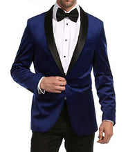 Load image into Gallery viewer, Enzo Indigo Velvet Slim Fit Shawl Lapel Tuxedo Men's Blazer - Ferrecci USA