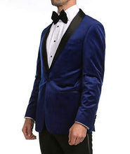 Load image into Gallery viewer, Enzo Indigo Velvet Slim Fit Shawl Lapel Tuxedo Men's Blazer - Ferrecci USA