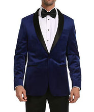 Load image into Gallery viewer, Enzo Indigo Velvet Slim Fit Shawl Lapel Tuxedo Men's Blazer - Ferrecci USA