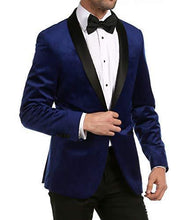 Load image into Gallery viewer, Enzo Indigo Velvet Slim Fit Shawl Lapel Tuxedo Men's Blazer - Ferrecci USA