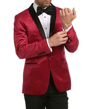 Load image into Gallery viewer, Enzo Maroon Velvet Slim Fit Shawl Lapel Tuxedo Men's Blazer - Ferrecci USA