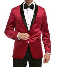 Load image into Gallery viewer, Enzo Maroon Velvet Slim Fit Shawl Lapel Tuxedo Men's Blazer - Ferrecci USA