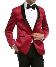 Load image into Gallery viewer, Enzo Maroon Velvet Slim Fit Shawl Lapel Tuxedo Men's Blazer - Ferrecci USA