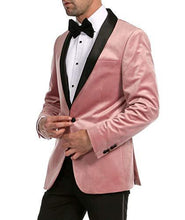 Load image into Gallery viewer, Enzo Pink Slim Fit Velvet Shawl Tuxedo Blazer - Ferrecci USA