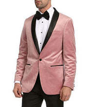Load image into Gallery viewer, Enzo Pink Slim Fit Velvet Shawl Tuxedo Blazer - Ferrecci USA