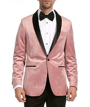 Load image into Gallery viewer, Enzo Pink Slim Fit Velvet Shawl Tuxedo Blazer - Ferrecci USA