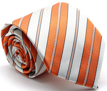 Load image into Gallery viewer, Mens Dads Classic Gold Striped Pattern Business Casual Necktie & Hanky Set F-11 - Ferrecci USA