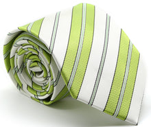 Load image into Gallery viewer, Mens Dads Classic Green Striped Pattern Business Casual Necktie & Hanky Set F-9 - Ferrecci USA