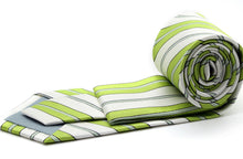 Load image into Gallery viewer, Mens Dads Classic Green Striped Pattern Business Casual Necktie & Hanky Set F-9 - Ferrecci USA