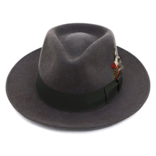 Load image into Gallery viewer, Grey & Green Premium Wool Fedora Hat - Ferrecci USA