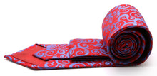 Load image into Gallery viewer, Mens Dads Classic Red Paisley Pattern Business Casual Necktie & Hanky Set FO-3 - Ferrecci USA