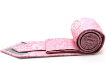 Load image into Gallery viewer, Mens Dads Classic Pink Paisley Pattern Business Casual Necktie & Hanky Set FO-7 - Ferrecci USA