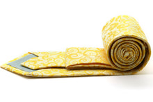 Load image into Gallery viewer, Mens Dads Classic Yellow Paisley Pattern Business Casual Necktie & Hanky Set FO-8 - Ferrecci USA
