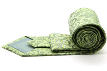 Load image into Gallery viewer, Mens Dads Classic Green Paisley Pattern Business Casual Necktie & Hanky Set FO-9 - Ferrecci USA