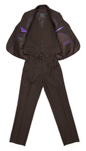 Load image into Gallery viewer, Boys Premium Brown Pinstripe 3 Piece Suit - Ferrecci USA