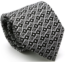 Load image into Gallery viewer, Mens Dads Classic Black Geometric Pattern Business Casual Necktie & Hanky Set G-1 - Ferrecci USA