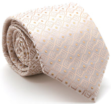 Load image into Gallery viewer, Mens Dads Classic Beige Geometric Pattern Business Casual Necktie & Hanky Set G-11 - Ferrecci USA