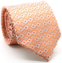 Load image into Gallery viewer, Mens Dads Classic Orange Geometric Pattern Business Casual Necktie & Hanky Set G-12 - Ferrecci USA