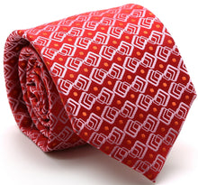 Load image into Gallery viewer, Mens Dads Classic Red Geometric Pattern Business Casual Necktie & Hanky Set G-4 - Ferrecci USA