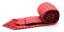 Load image into Gallery viewer, Mens Dads Classic Red Geometric Pattern Business Casual Necktie & Hanky Set G-4 - Ferrecci USA