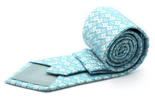 Load image into Gallery viewer, Mens Dads Classic Turquoise Geometric Pattern Business Casual Necktie & Hanky Set G-6 - Ferrecci USA