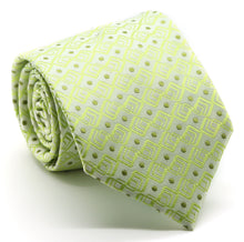 Load image into Gallery viewer, Mens Dads Classic Green Geometric Pattern Business Casual Necktie & Hanky Set G-7 - Ferrecci USA