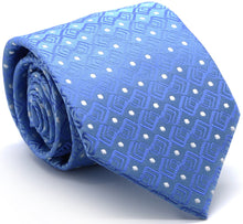 Load image into Gallery viewer, Mens Dads Classic Blue Geometric Pattern Business Casual Necktie & Hanky Set G-9 - Ferrecci USA