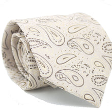 Load image into Gallery viewer, Mens Dads Classic Beige Paisley Pattern Business Casual Necktie & Hanky Set GF-4 - Ferrecci USA