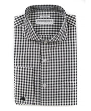 Load image into Gallery viewer, Black Gingham Check French Cuff Regular Fit Shirt - Ferrecci USA