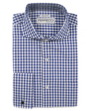 Load image into Gallery viewer, Blue Gingham Check French Cuff Regular Fit Shirt - Ferrecci USA