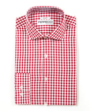 Load image into Gallery viewer, Red Gingham Check Dress Shirt - Slim Fit - Ferrecci USA