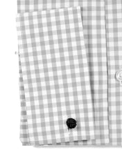 Load image into Gallery viewer, Grey Gingham Check French Cuff Regular Fit Shirt - Ferrecci USA