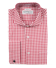 Load image into Gallery viewer, Red Gingham Check French Cuff Dress Shirt - Regular Fit - Ferrecci USA