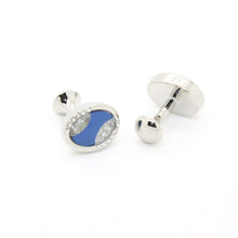 Load image into Gallery viewer, Silvertone Blue Sway Gemstone Cuff Links With Jewelry Box - Ferrecci USA